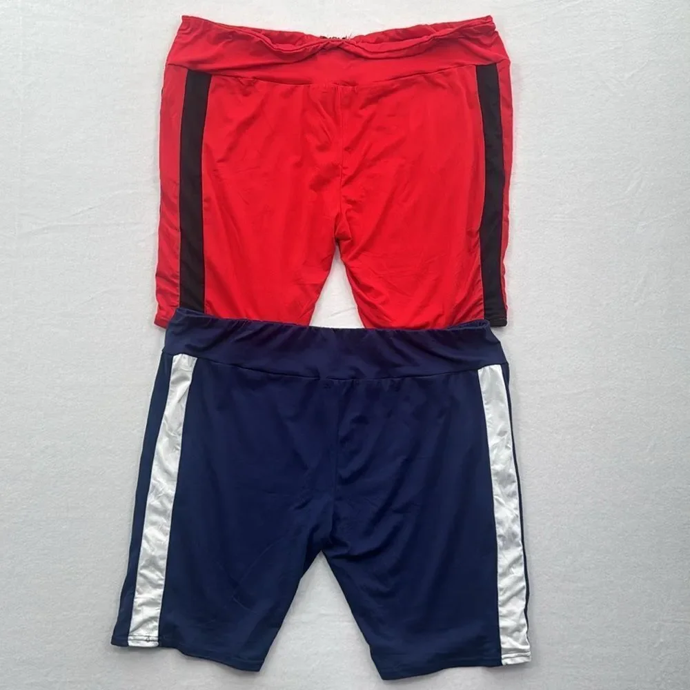 3For$20 Rogue Collection 2Pc Short Set Zipper Front Red and Blue  Size 4X